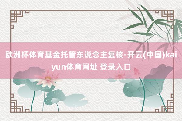 欧洲杯体育基金托管东说念主复核-开云(中国)kaiyun体育网址 登录入口
